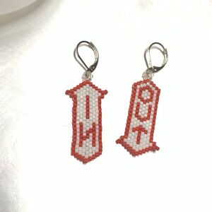 .925 ❤️Elegant ❤️Red ❤️White Dangle ❤️Earrings ❤️❤️❤️